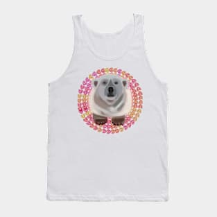 Polar Bear on circular heart pattern Tank Top